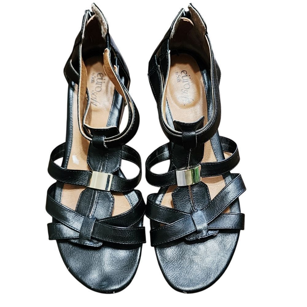 Sofft Rochelle Sandals 9 Black Strappy Open Toe Vegan Leather